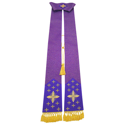 Clergy stole in wool with cross panel 1