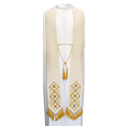 Overlay Clergy Stole with Embroidered Panels 2