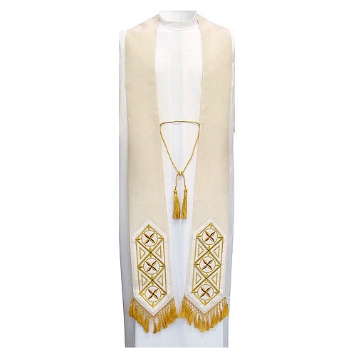 Overlay Clergy Stole with Embroidered Panels 1