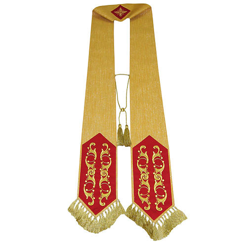 Gold clergy stole in wool with fringe tassels 1