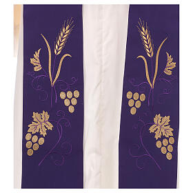 Estola sacerdotal trigo uva folha bordado dourado
