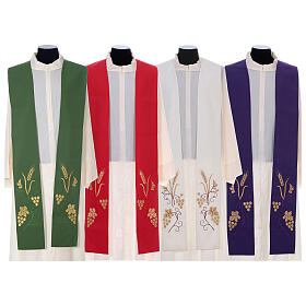 Clergy Stole with ear of wheat, grapes, leaf with gold embroidery