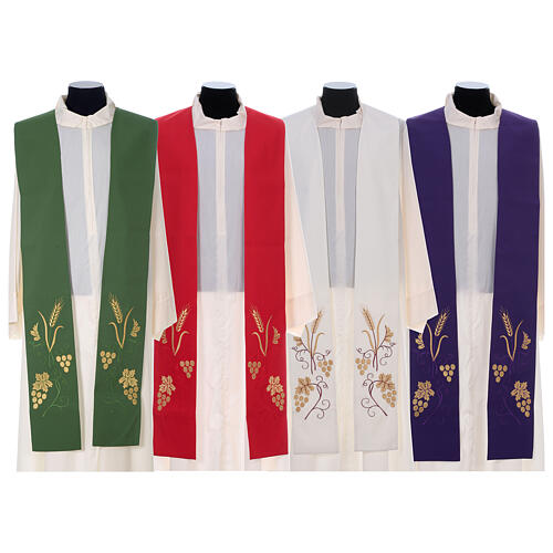 Clergy Stole with ear of wheat, grapes, leaf with gold embroidery 1