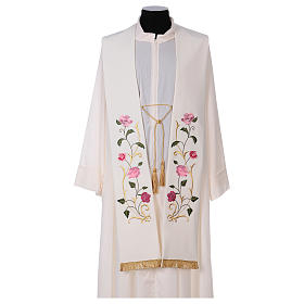 Clergy Stole in polyester canvas with roses and leaves