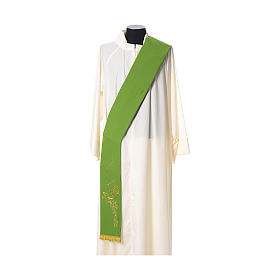 Stole in polyester with golden vine embroidery