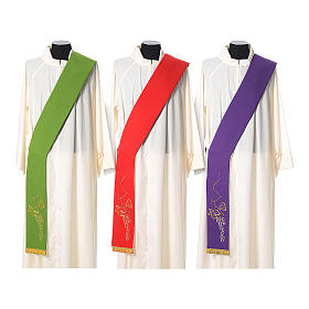 Clergy Stole in polyester with golden vine embroidery