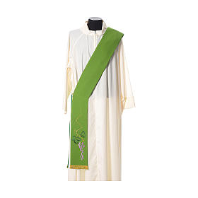 Stole in polyester with coloured vine embroidery