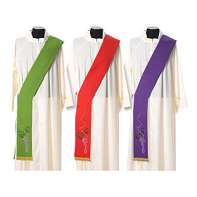 Priest Stole in polyester with coloured vine embroidery