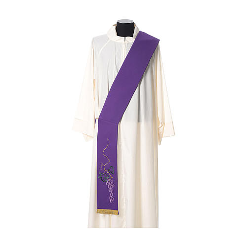 Priest Stole in polyester with coloured vine embroidery 4