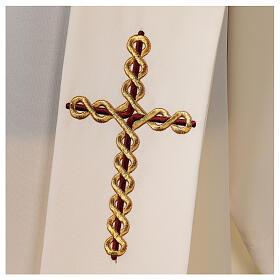 Estola tecido poliéster bordado entrelaçado na cruz