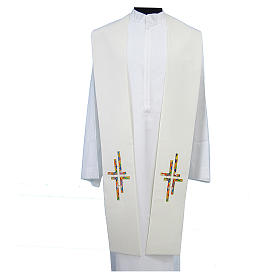 Priest stoles and Deacon stoles: Stole in polyester canvas with double, multicoloured cross