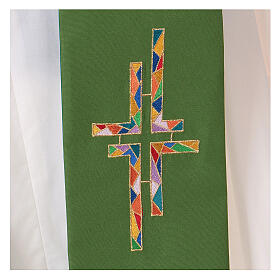 Stole in polyester canvas with double, multicoloured cross