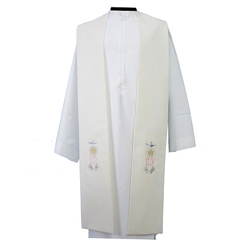 Priest Stole in polyester canvas with hands with host and dove 2