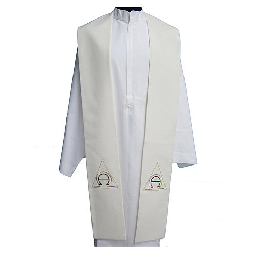 Stole in polyester canvas with Alpha and Omega embroidery 1