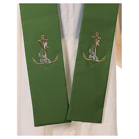 Stole in polyester canvas with gold anchor, cord and fish