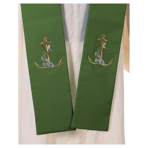 Stole in polyester canvas with gold anchor, cord and fish 2