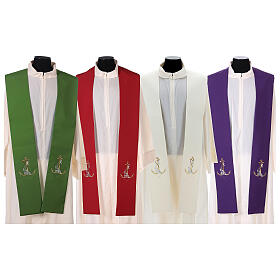 Clergy Stole in polyester canvas with gold anchor, cord and fish