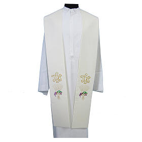 Clergy Stole in polyester canvas with paten with grapes, rays and JHS