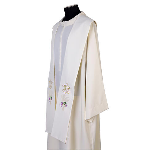 Clergy Stole in polyester canvas with paten with grapes, rays and JHS 3