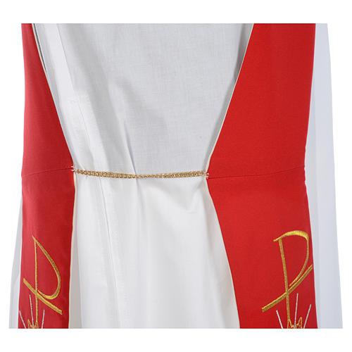 Reversible diaconal stole white red, chalice, host and grapes 6