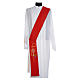 Reversible diaconal stole white red, chalice, host and grapes s1