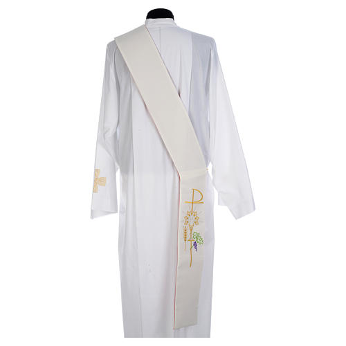Reversible diaconal priest stole white red, chalice, host and grapes 4