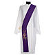 Reversible diaconal clergy stole green violet, chalice, host and grapes s1
