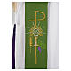 Reversible diaconal clergy stole green violet, chalice, host and grapes s5