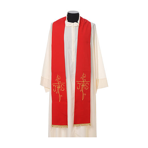 Priest Stole golden Cross JHS embroidery polyester 3