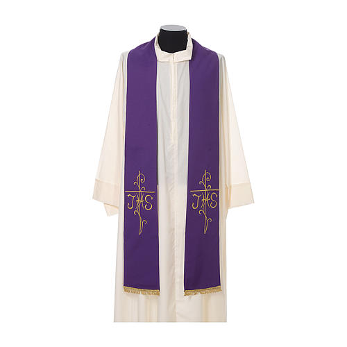 Priest Stole golden Cross JHS embroidery polyester 6