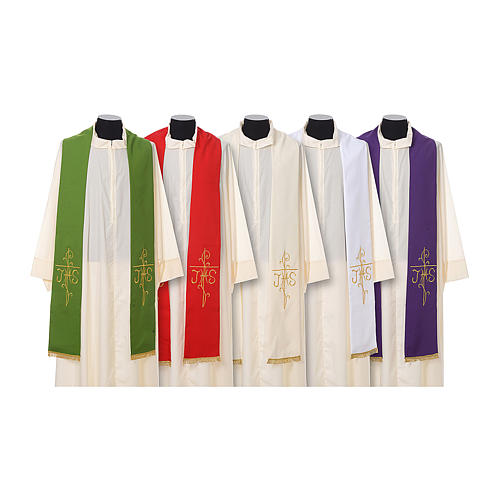 Priest Stole golden Cross JHS embroidery polyester 1