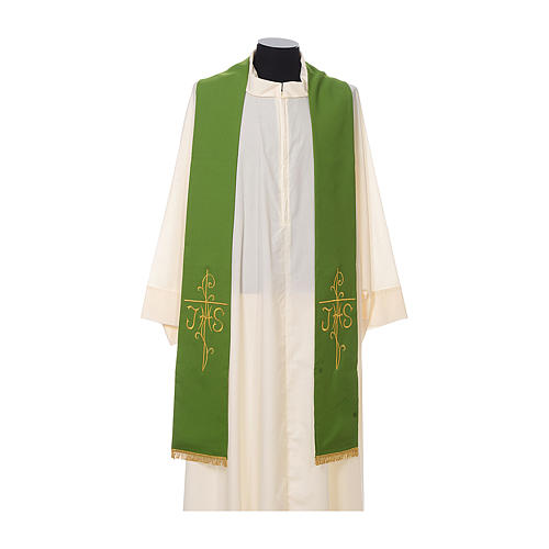 Priest Stole golden Cross JHS embroidery polyester 2