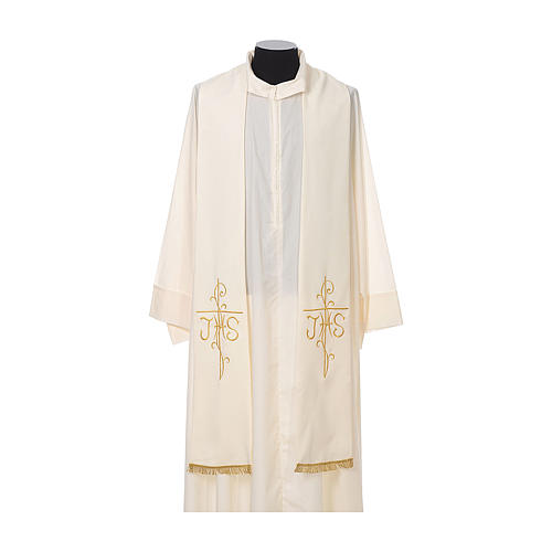 Priest Stole golden Cross JHS embroidery polyester 4