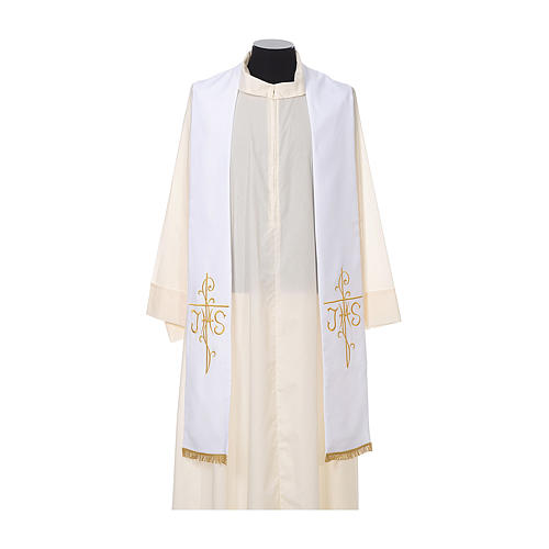 Priest Stole golden Cross JHS embroidery polyester 5