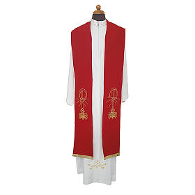 Étoles liturgiques: Étole de prêtre broderie dorée Paix lys deux côtés polyester