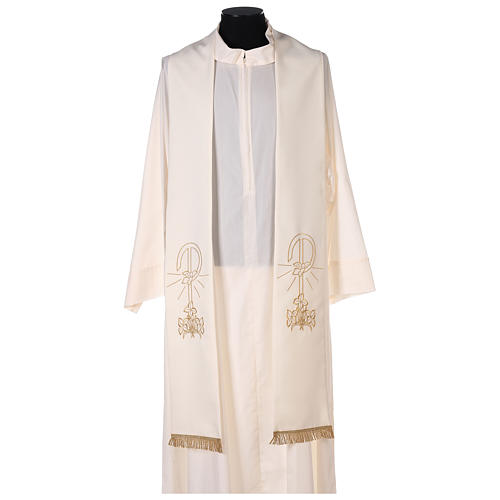 Liturgical Stole golden Peace Lilies embroidery polyester 1