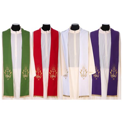 Priesterstola Weizenähre und Trauben Stickerei Vatican Polyester 1