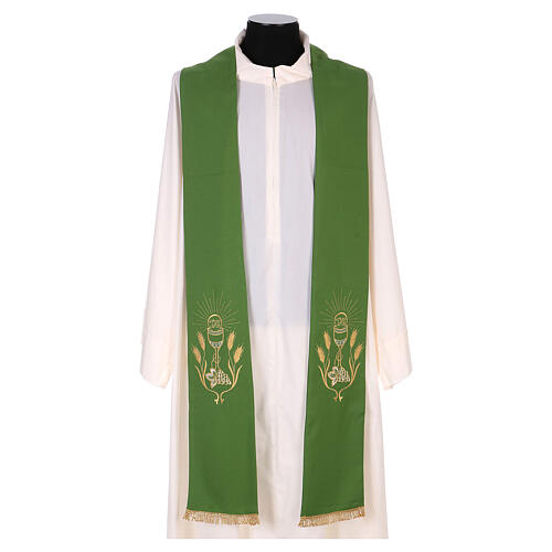 Priesterstola Weizenähre und Trauben Stickerei Vatican Polyester 3