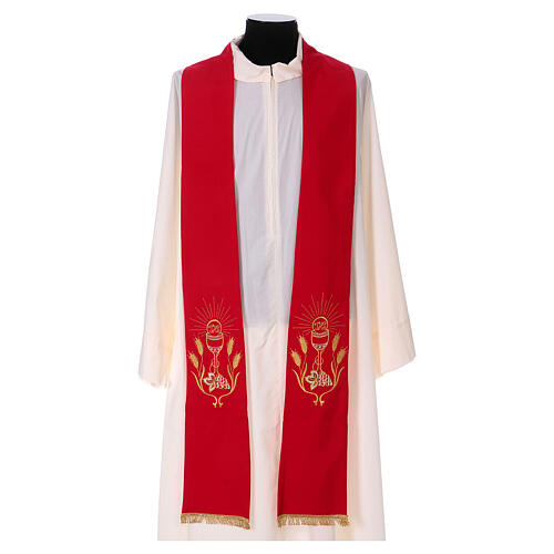 Priesterstola Weizenähre und Trauben Stickerei Vatican Polyester 5