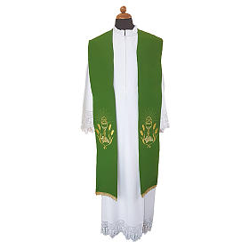 Étoles liturgiques: Étole broderie calice raisin épis or et argent sur deux côtés Vatican