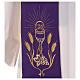 Minister Stole gold & silver Chalice Grapes and Spikes embroidery, Vatican fabric s4