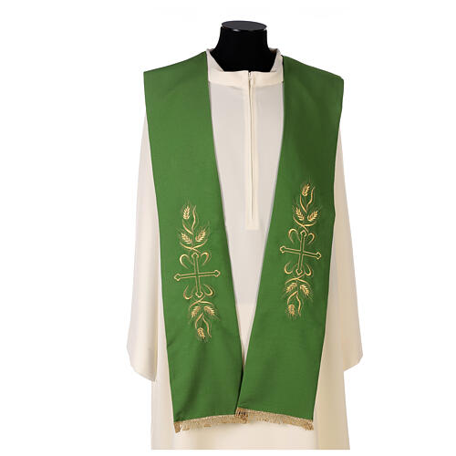 Priesterstola goldene Kreuz und Weizenähren Polyester 1