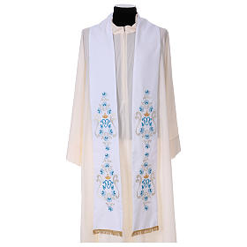 Marian Clergy Stole roses Vatican fabric 100% polyester