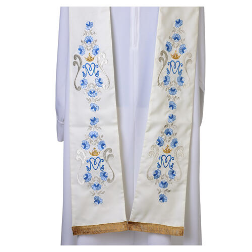 Marian Clergy Stole roses Vatican fabric 100% polyester 3