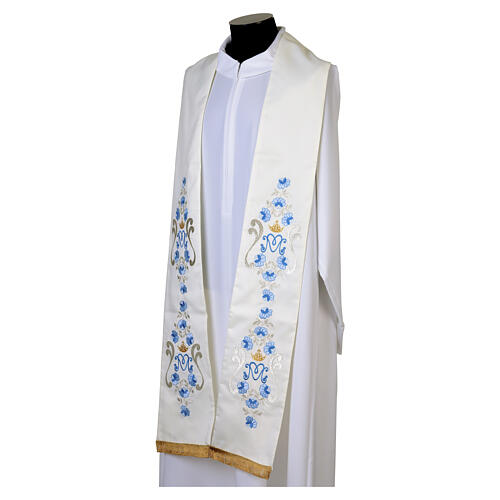 Marian Clergy Stole roses Vatican fabric 100% polyester 5