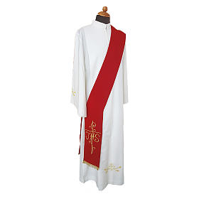 Priesterstolen: Diakonstola IHS und Kreuz Stickerei Polyester Vatican Priesterstolen: Diakonstola IHS und Kreuz Stickerei Polyester Vatican