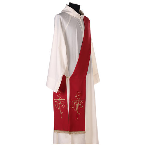 Stuła diakońska haft krzyż JHS obustronny tkanina Vatican 3