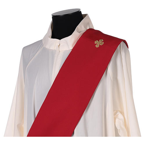 Stuła diakońska haft krzyż JHS obustronny tkanina Vatican 5