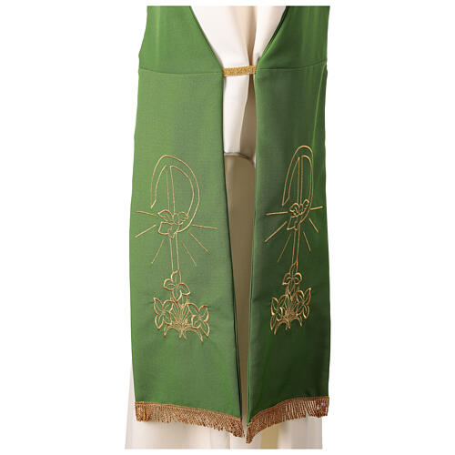 Diakonstola Lilien und Friedenssymbol Polyester Vatican 2