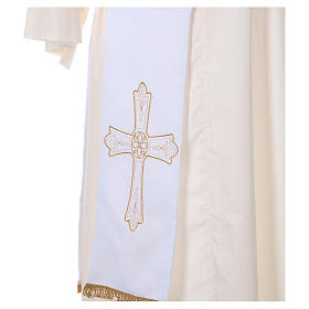 Étole diacre tissu Vatican croix fleur avant arrière